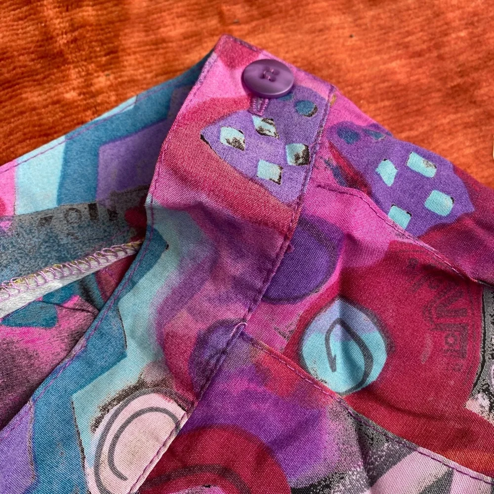 Women Geometric Purple Yellow 90s Women Size 12 Twelve Mini Skirt The Limited - Picture 3 of 5